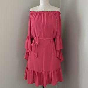 Ruffled Off the Shoulder Red Dress